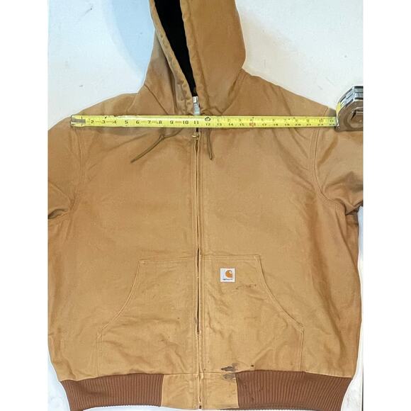 Carhartt J140 Duck Active Jacket XL Reg Distressed Workwear Flannel Lined Hoodie - Picture 5 of 12